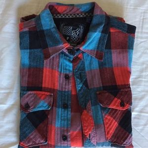 Red and blue plaid button down